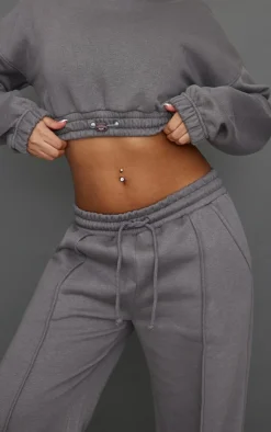 Outlet PrettyLittleThing Petite Wide Leg Seam Detailed Sweatpants Steel Blue
