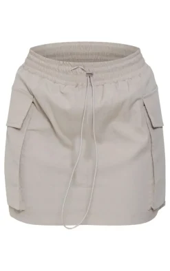 PrettyLittleThing Petite Cargo Mini Skirt Stone