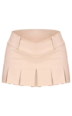 Petite Stone Dipped Waist Pleated Micro Mini Skort