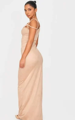 Petite Faux Suede Twist Detail Maxi Dress-PrettyLittleThing Discount
