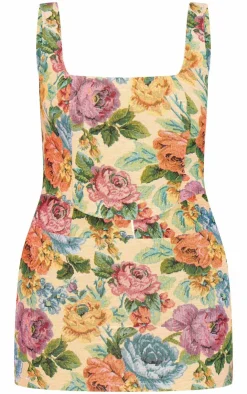 Petite Floral Jacquard Cut Out Mini Dress-PrettyLittleThing