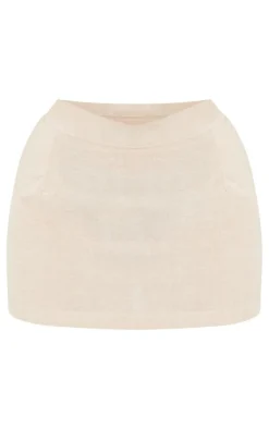 Outlet PrettyLittleThing Petite Linen Look Mini Skirt Stone
