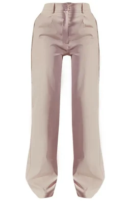 Petite Peach Skin Straight Leg Pants-PrettyLittleThing New