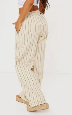 Petite Stone Pinstripe Elasticated Wide Leg Jeans