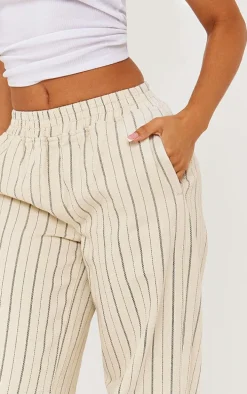 Petite Stone Pinstripe Elasticated Wide Leg Jeans