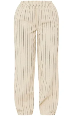 Petite Stone Pinstripe Elasticated Wide Leg Jeans