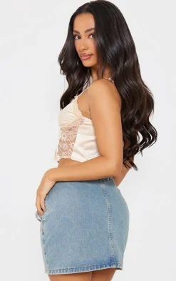 PrettyLittleThing Corsets*Petite Satin Corset With Lace Details