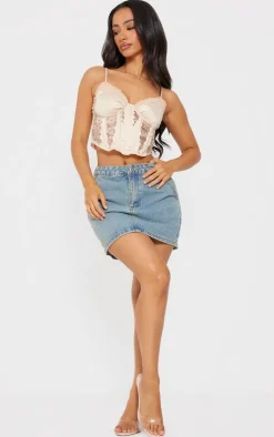 PrettyLittleThing Corsets*Petite Satin Corset With Lace Details