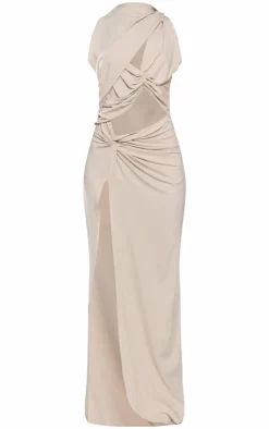 Petite Slinky Knot Detail Cut Out Maxi Dress-PrettyLittleThing Online