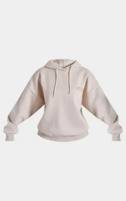 Clearance PrettyLittleThing Petite Sports Classic Graphic Oversized Hoodie Stone