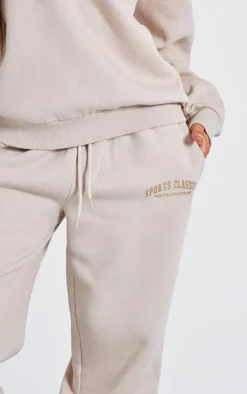 Sale PrettyLittleThing Petite Sports Classic Graphic Cuffed Sweatpants Stone