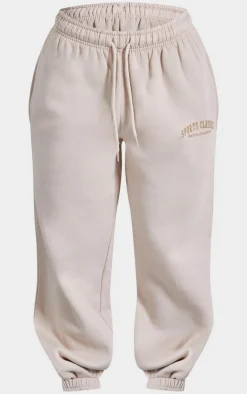 Sale PrettyLittleThing Petite Sports Classic Graphic Cuffed Sweatpants Stone