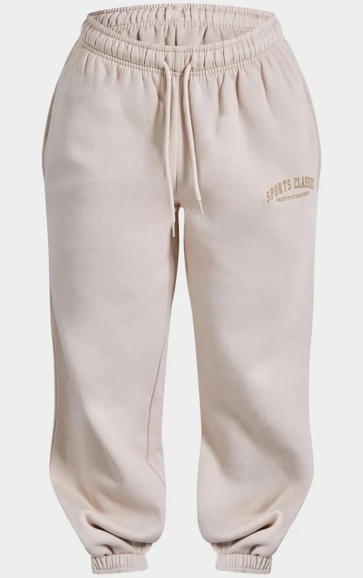 Sale PrettyLittleThing Petite Sports Classic Graphic Cuffed Sweatpants Stone