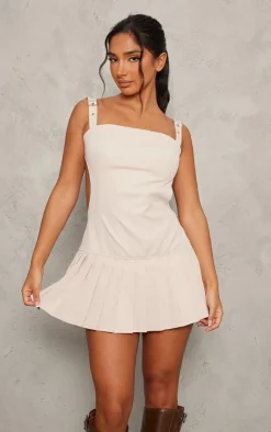 Petite Strappy Cut Out Back Pleated Mini Dress-PrettyLittleThing Best