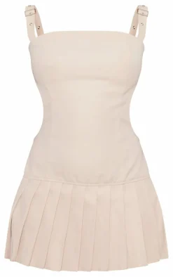 Petite Strappy Cut Out Back Pleated Mini Dress-PrettyLittleThing Best