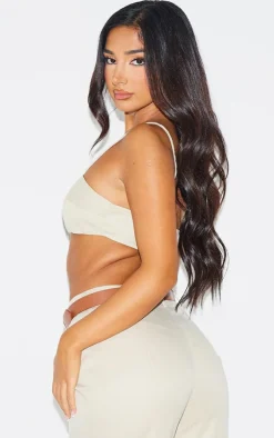 New PrettyLittleThing Petite Tailored Strappy Bralet Stone