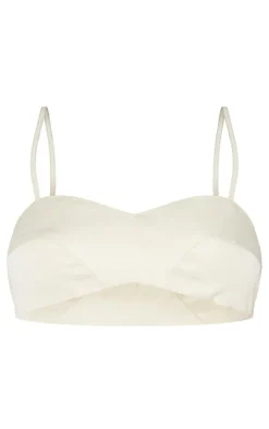 New PrettyLittleThing Petite Tailored Strappy Bralet Stone