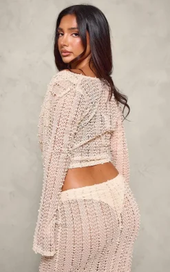 Best PrettyLittleThing Petite Textured Extreme Cowl Neck Top Stone