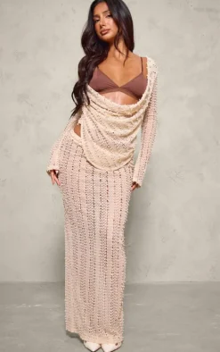 Best PrettyLittleThing Petite Textured Extreme Cowl Neck Top Stone