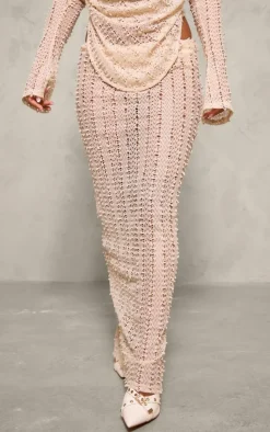 Best PrettyLittleThing Petite Textured Maxi Skirt Stone