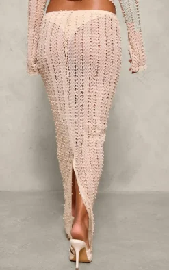 Best PrettyLittleThing Petite Textured Maxi Skirt Stone