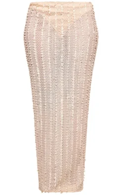 Best PrettyLittleThing Petite Textured Maxi Skirt Stone
