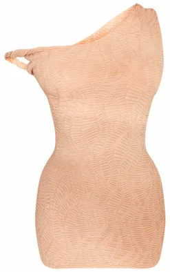 Petite Textured Twist Detail Mini Dress-PrettyLittleThing New