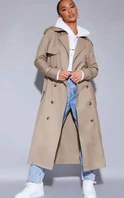 PrettyLittleThing Trench Coats*Petite Woven Oversized Trench Coat