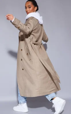 PrettyLittleThing Trench Coats*Petite Woven Oversized Trench Coat
