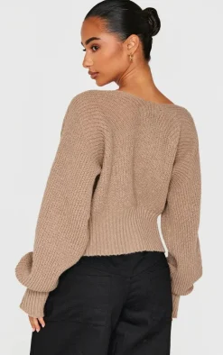 PrettyLittleThing Cardigans*Petite Knit Clasp Detail Cardigan