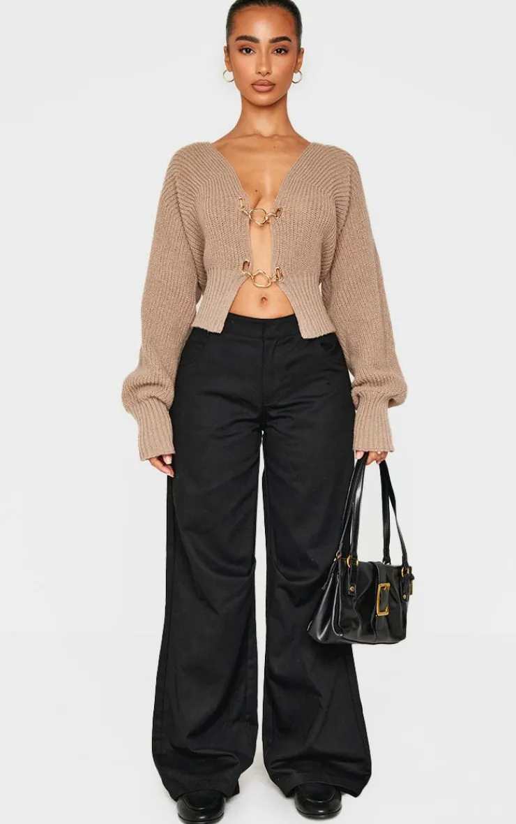 PrettyLittleThing Cardigans*Petite Knit Clasp Detail Cardigan