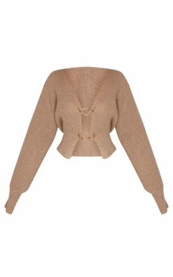PrettyLittleThing Cardigans*Petite Knit Clasp Detail Cardigan