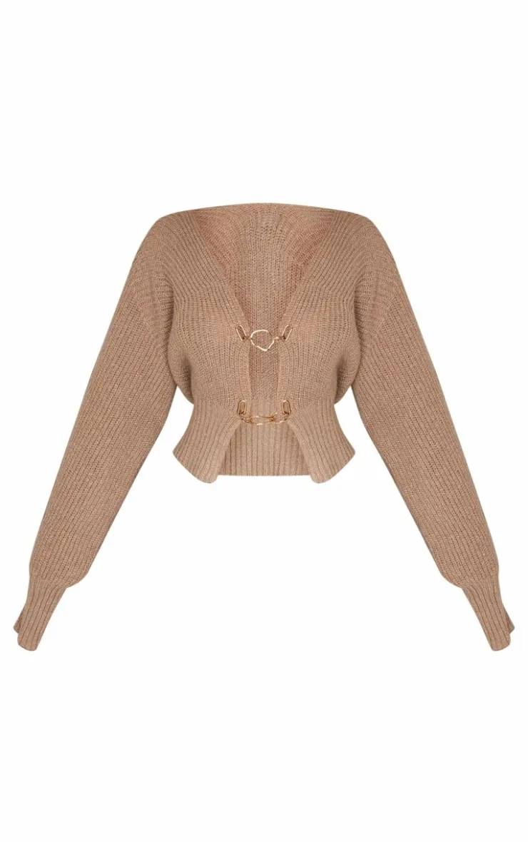 PrettyLittleThing Cardigans*Petite Knit Clasp Detail Cardigan