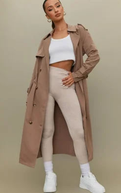 PrettyLittleThing Trench Coats*Petite Taupe Oversized Trench Coat