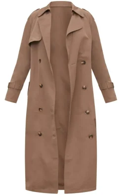 PrettyLittleThing Trench Coats*Petite Taupe Oversized Trench Coat