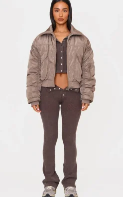 PrettyLittleThing Bomber Jackets*Petite Ruched Sleeve Bomber Jacket