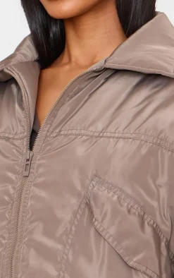 PrettyLittleThing Bomber Jackets*Petite Ruched Sleeve Bomber Jacket