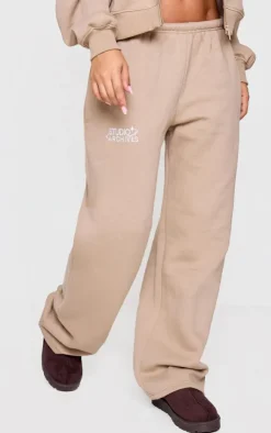 Discount PrettyLittleThing Petite Studio Archives Thin Waistband Wide Leg Sweatpants Taupe