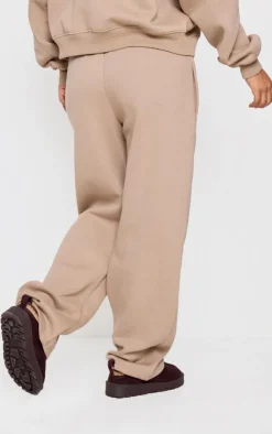 Discount PrettyLittleThing Petite Studio Archives Thin Waistband Wide Leg Sweatpants Taupe