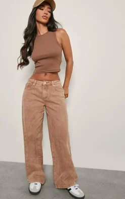 Petite Taupe Washed Low Rise Boyfriend Jeans