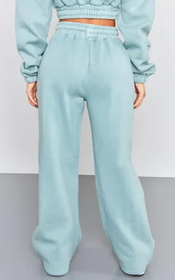 PrettyLittleThing Petite Wide Leg Seam Detailed Sweatpants Teal