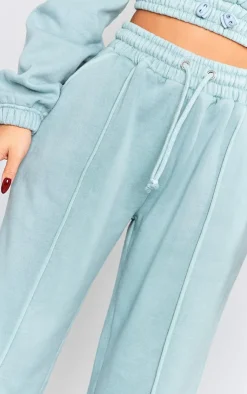 PrettyLittleThing Petite Wide Leg Seam Detailed Sweatpants Teal