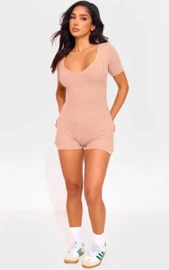 Petite Truffle Short Sleeve Knit Romper