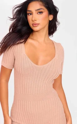 Petite Truffle Short Sleeve Knit Romper