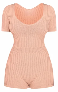 Petite Truffle Short Sleeve Knit Romper