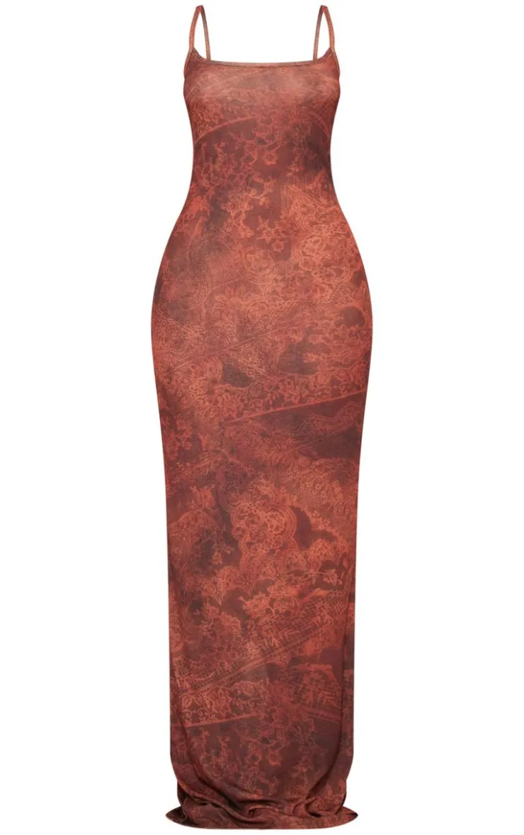 Petite Abstract Print Maxi Dress-PrettyLittleThing Outlet