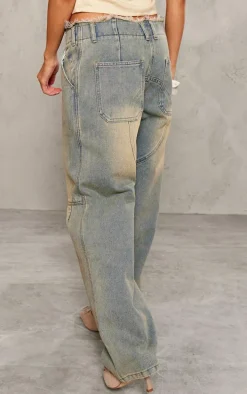 Petite Vintage Frayed Edge Waistband Boyfriend Jeans