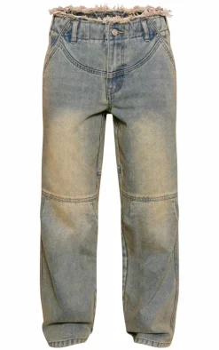 Petite Vintage Frayed Edge Waistband Boyfriend Jeans