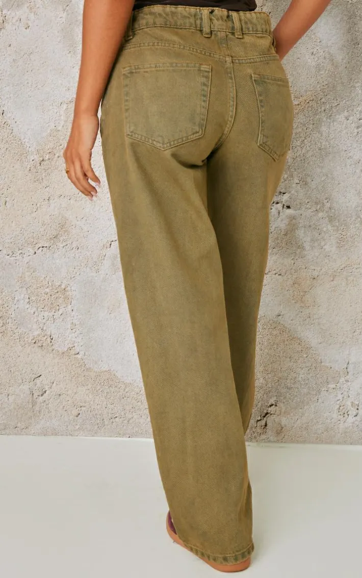 Petite Vintage Oil Wash Low Waist Wide Leg Jeans