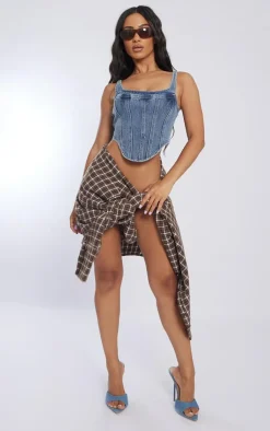 PrettyLittleThing Corsets*Petite Denim Corset Top